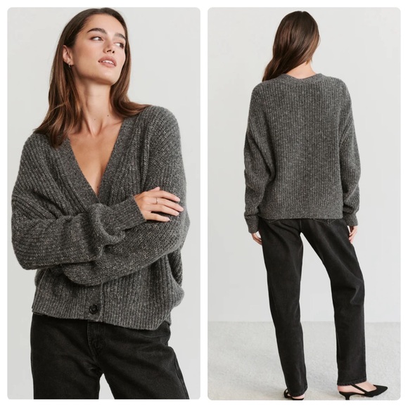 Jenni Kayne Sweaters - Jenni Kayne Cropped Cashmere Cocoon Cardigan Charcoal Grey Size Small